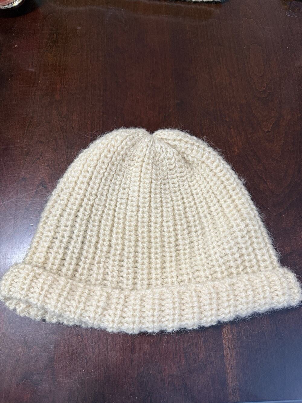 Vintage 1950s Riddington 100% Pure New Wool Cream Knit Hat Beanie Gift